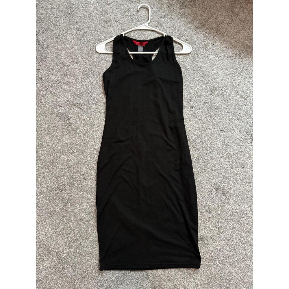 Hot Kiss Dress Fitted Sleeveless Black Stretchy Racerback Bodycon Size S